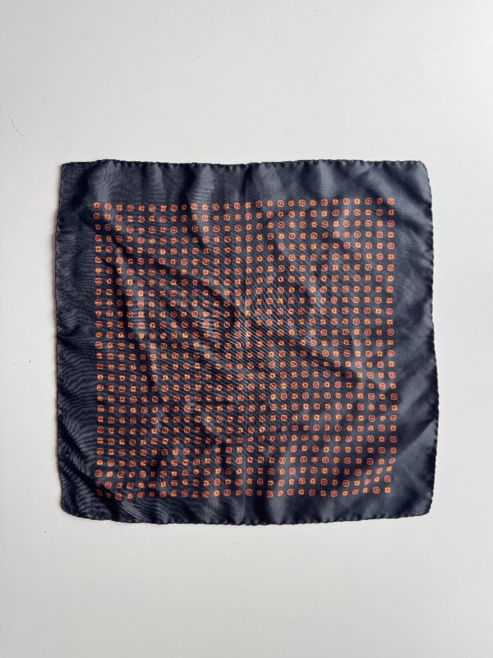 Vintage Black Biscuit Silk Twill 16" x 16" Pocket Square Scarf Handkerchief